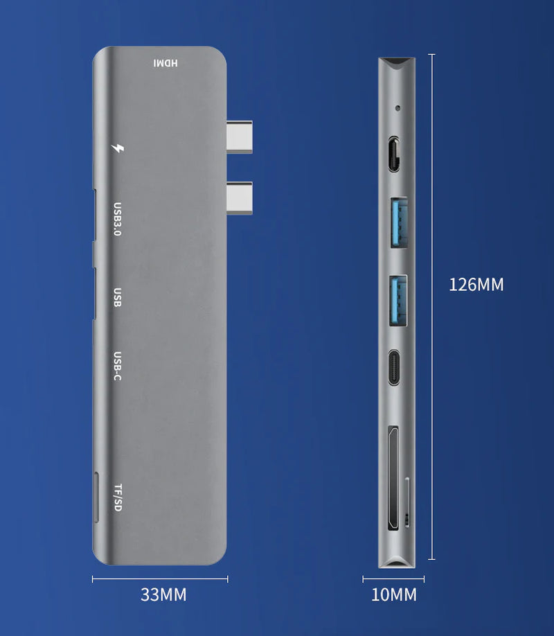 Macbook USB-C Hub to USB-A SD Card HDMI Adapter