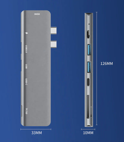 Macbook USB-C Hub to USB-A SD Card HDMI Adapter