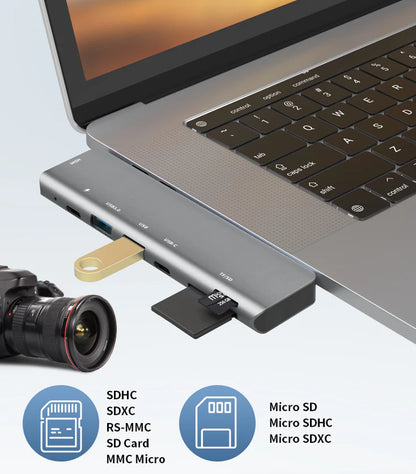 Macbook USB-C Hub to USB-A SD Card HDMI Adapter