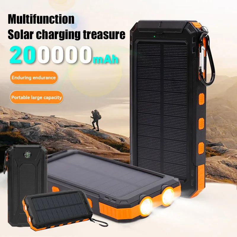 PowerTank 200,000mAh Power Bank w/ Solar Panel & Flashlight