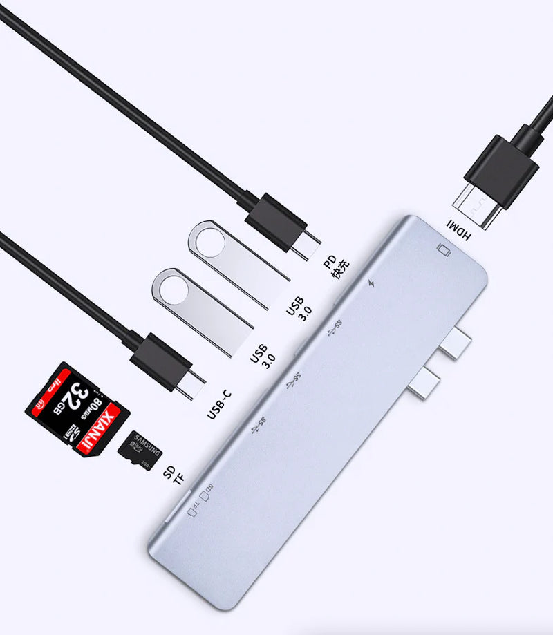 Macbook USB-C Hub to USB-A SD Card HDMI Adapter