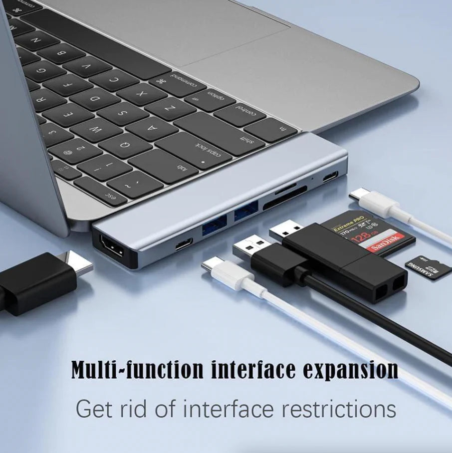 Macbook USB-C Hub to USB-A SD Card HDMI Adapter