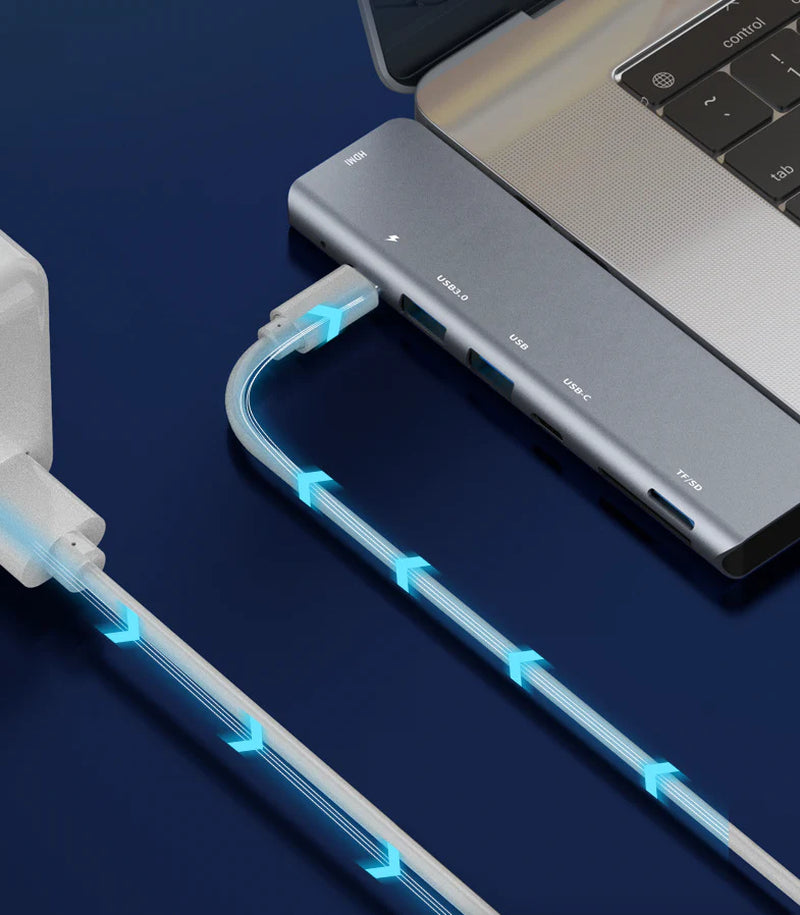 Macbook USB-C Hub to USB-A SD Card HDMI Adapter